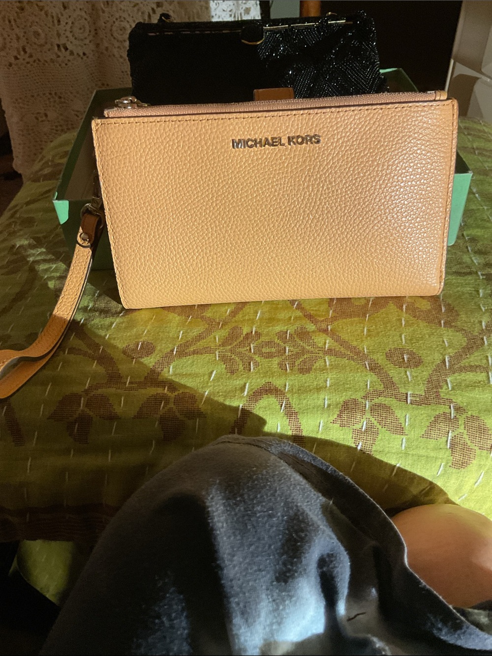 Michael Kors Pink Leather Zip Wallet with Gold Logo.